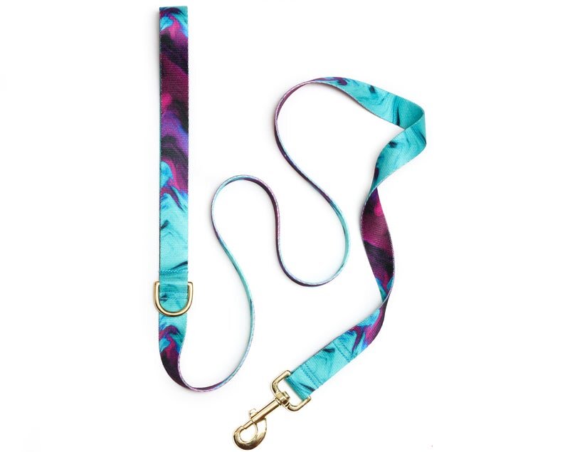 Purple &amp; Teal Marble Dog Leash